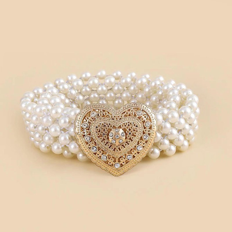 Fashion Custom Design Wide Elastic Pearl Belt For Women Crystal Sashes Wedding Bridal Belt Dress Decoration Girl Waist Belt