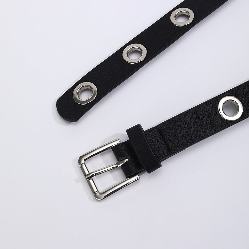 Wholesale Women Fashion magnetic buckle Stylish Des Hip-hop Eyelets Rivets Studded Western Belt Chain Punk Chic men Leather Belt