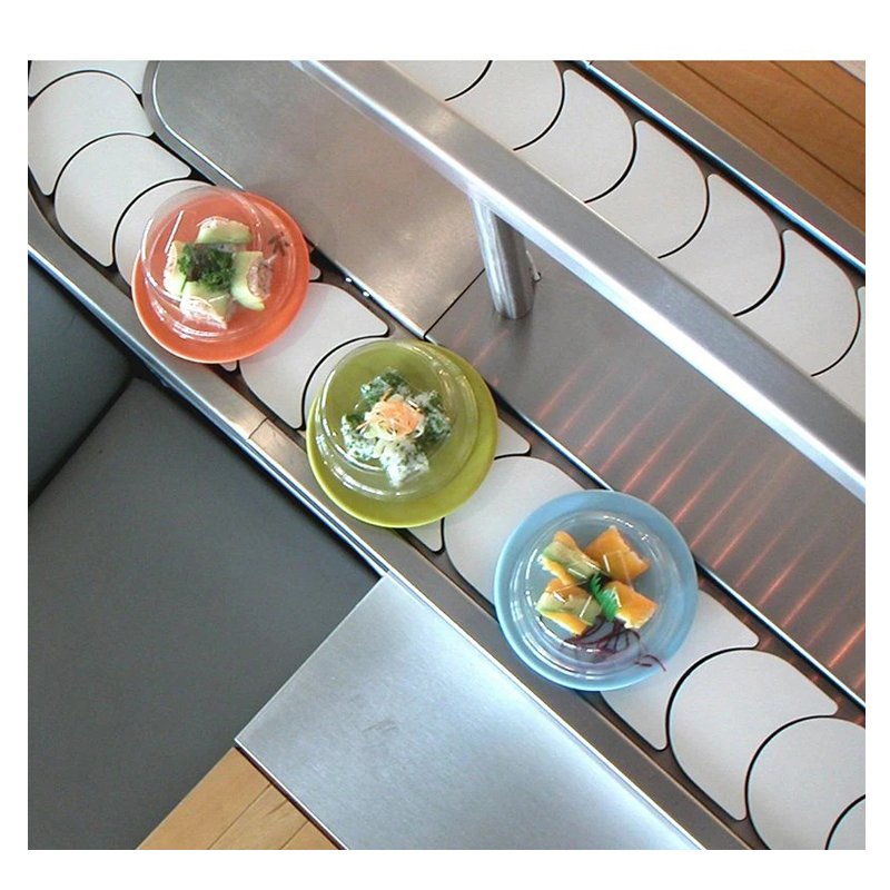 Customized Slat Chain Conveyor With High Quality Stainless Steel Frame Sushi Bar Conveyor Chain Belt System