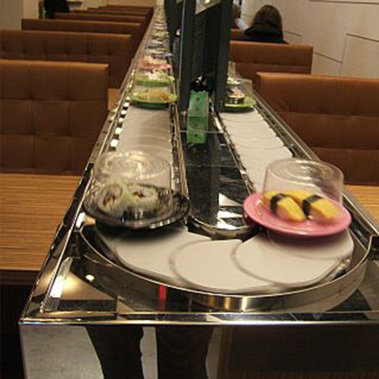 Customized Slat Chain Conveyor With High Quality Stainless Steel Frame Sushi Bar Conveyor Chain Belt System