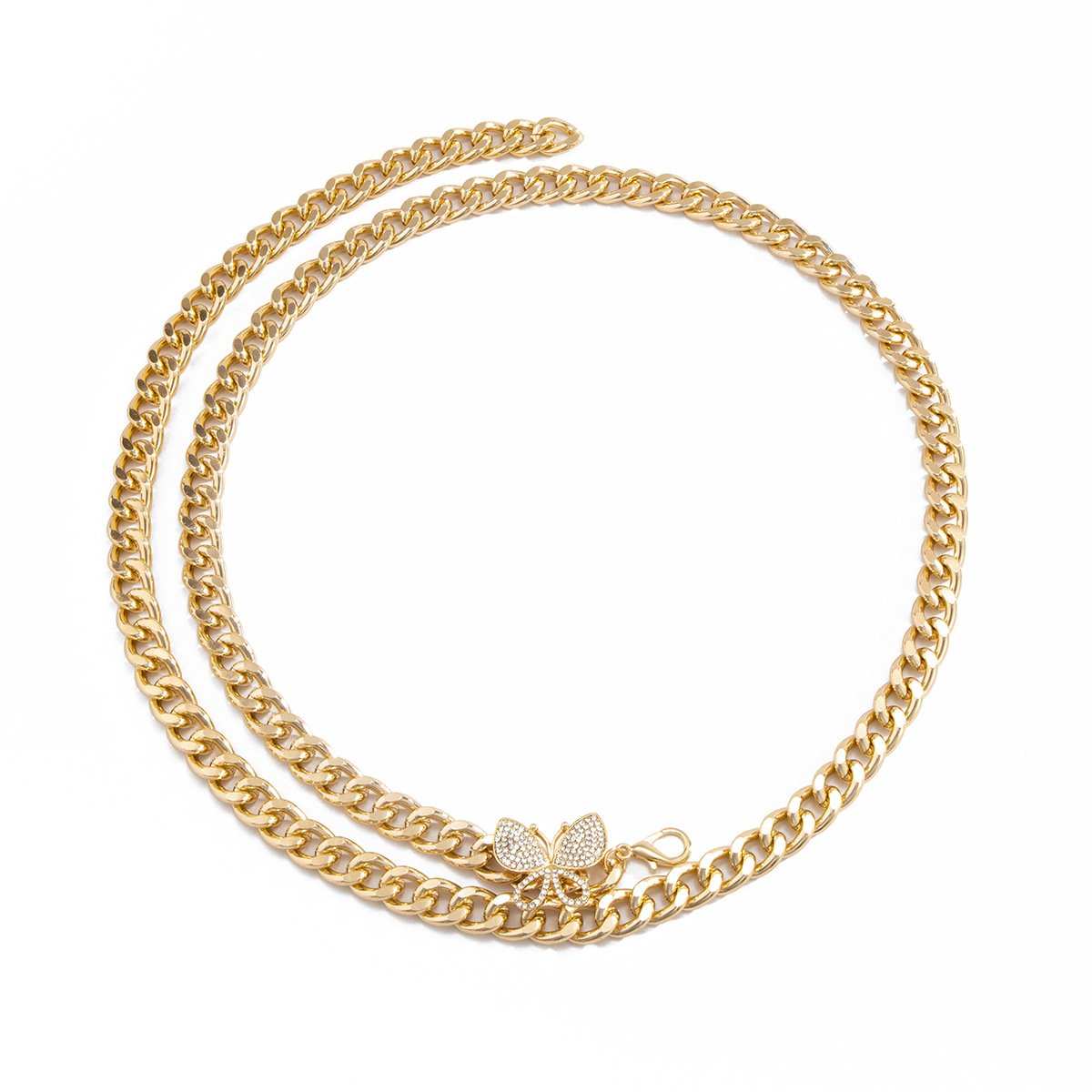 chain for women belly chain Belts Simple retro aluminum chain alloy rhinestone butterfly waist