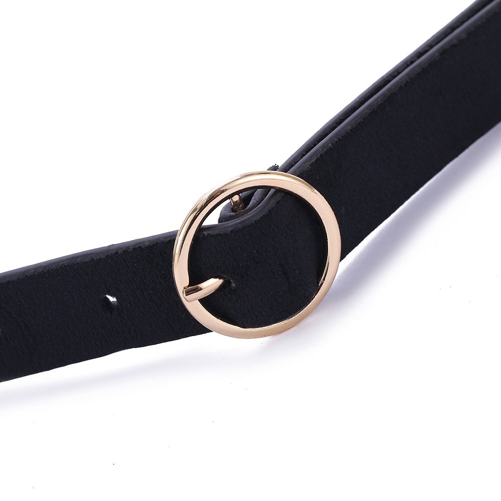 All Fashion Simple Belt New Style Korean Version with Alloy Automatic Buckle Thin Waistband PU Belt for Students and Dress