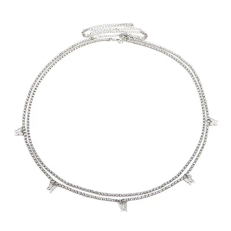 Waist chain Fashion artificial rhinestone butterfly fringe body chain Bikini chain