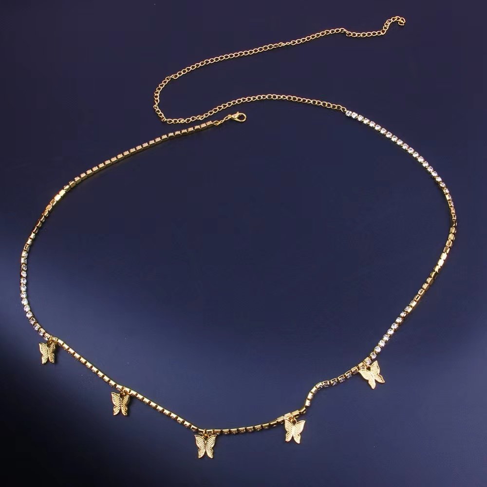 Waist chain Fashion artificial rhinestone butterfly fringe body chain Bikini chain