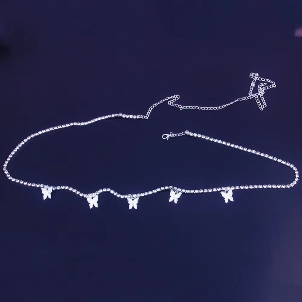 Waist chain Fashion artificial rhinestone butterfly fringe body chain Bikini chain