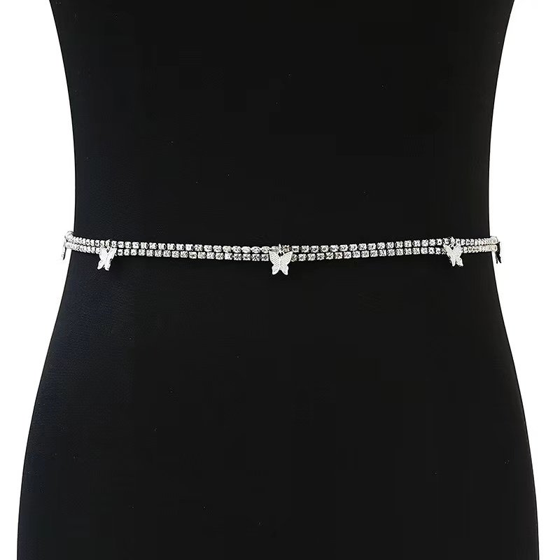 Waist chain Fashion artificial rhinestone butterfly fringe body chain Bikini chain
