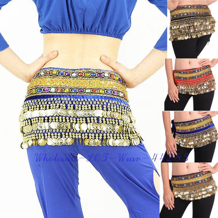 Indian style belly dance hip scarf belt tribal gold coins belly dance belt skirt for women