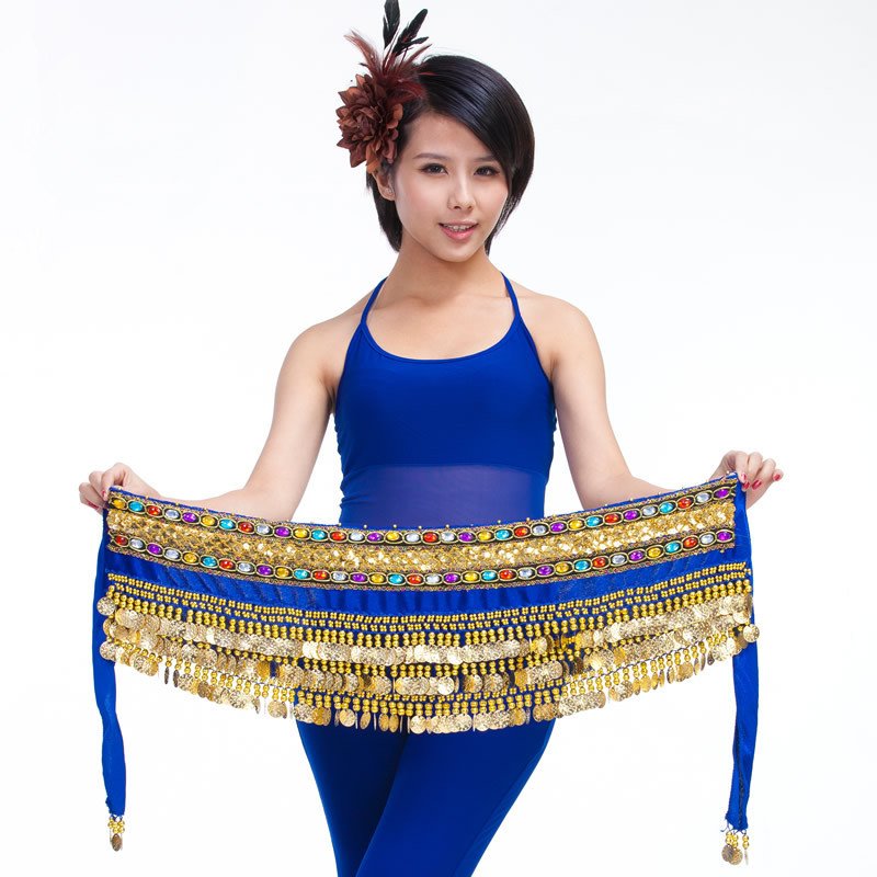 Indian style belly dance hip scarf belt tribal gold coins belly dance belt skirt for women