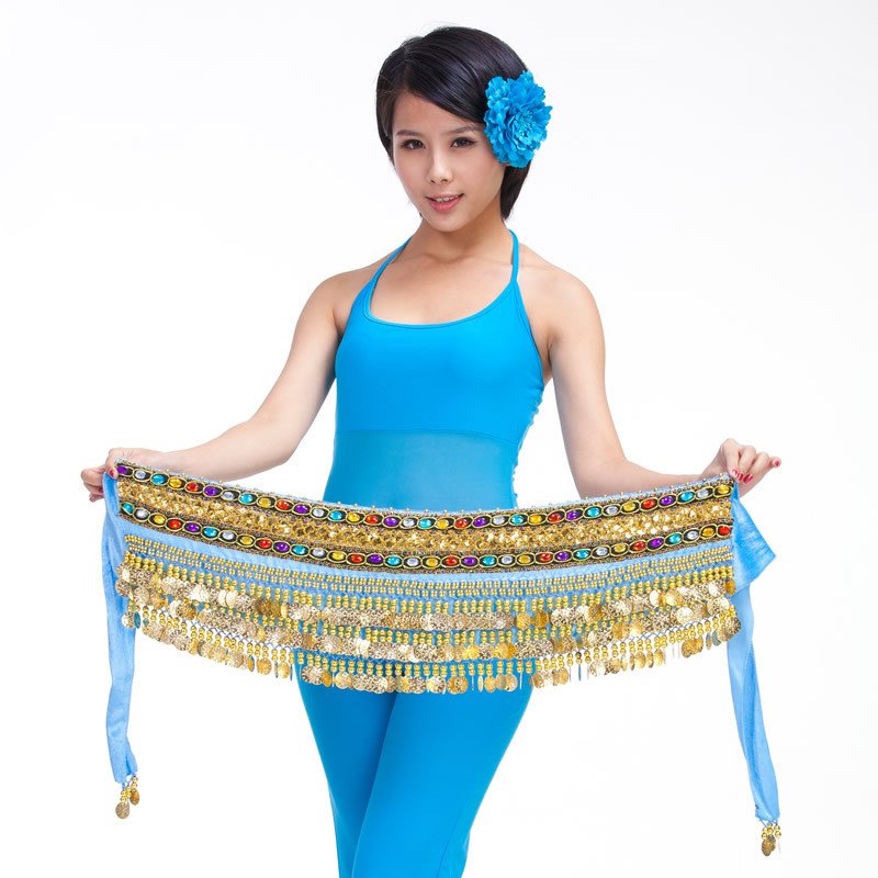 Indian style belly dance hip scarf belt tribal gold coins belly dance belt skirt for women