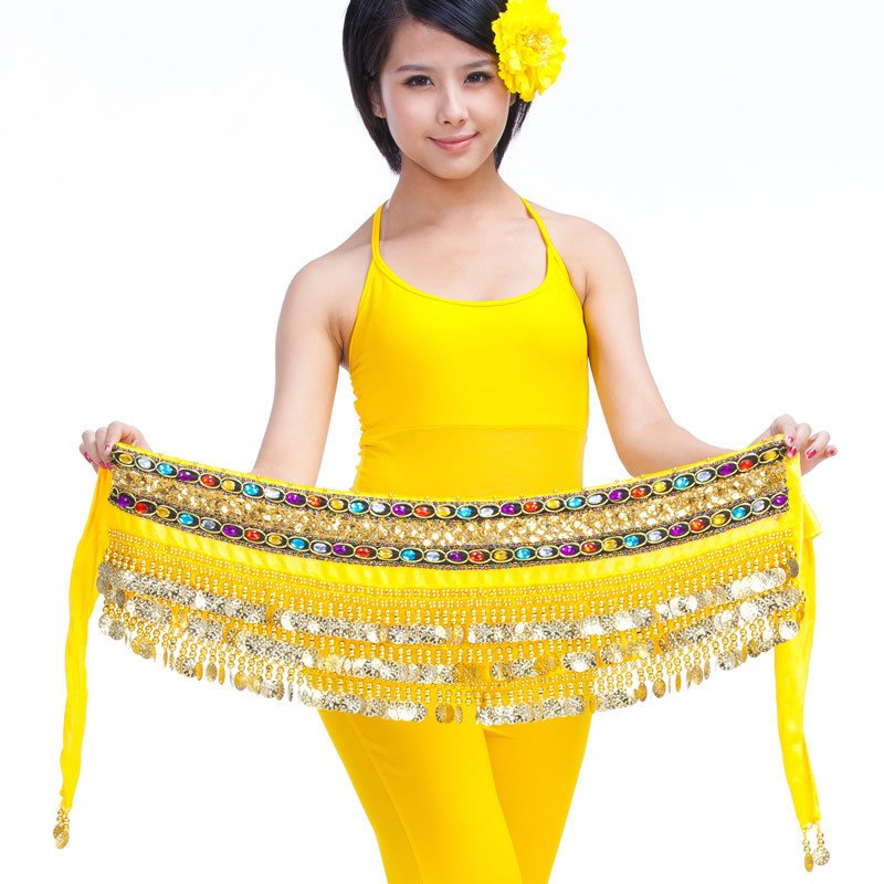 Indian style belly dance hip scarf belt tribal gold coins belly dance belt skirt for women