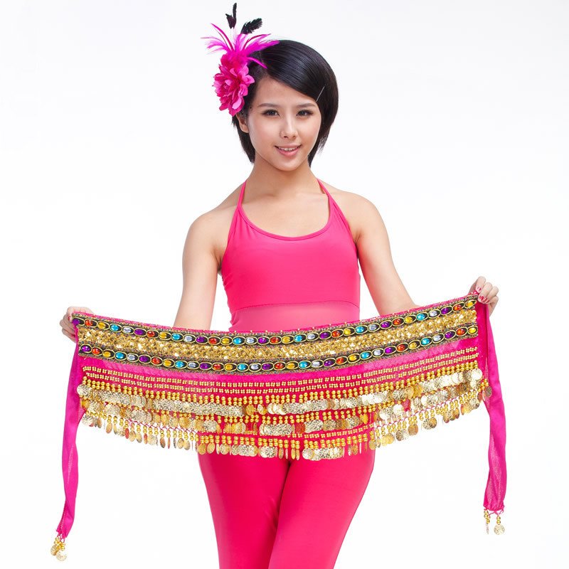 Indian style belly dance hip scarf belt tribal gold coins belly dance belt skirt for women