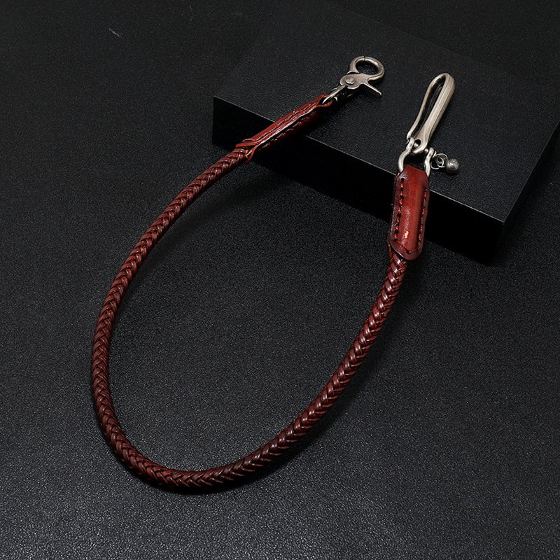 New arrival antique silver metal punk rock men Chain handmade braid leather Men trouser chain Accessories vintage wallet chain