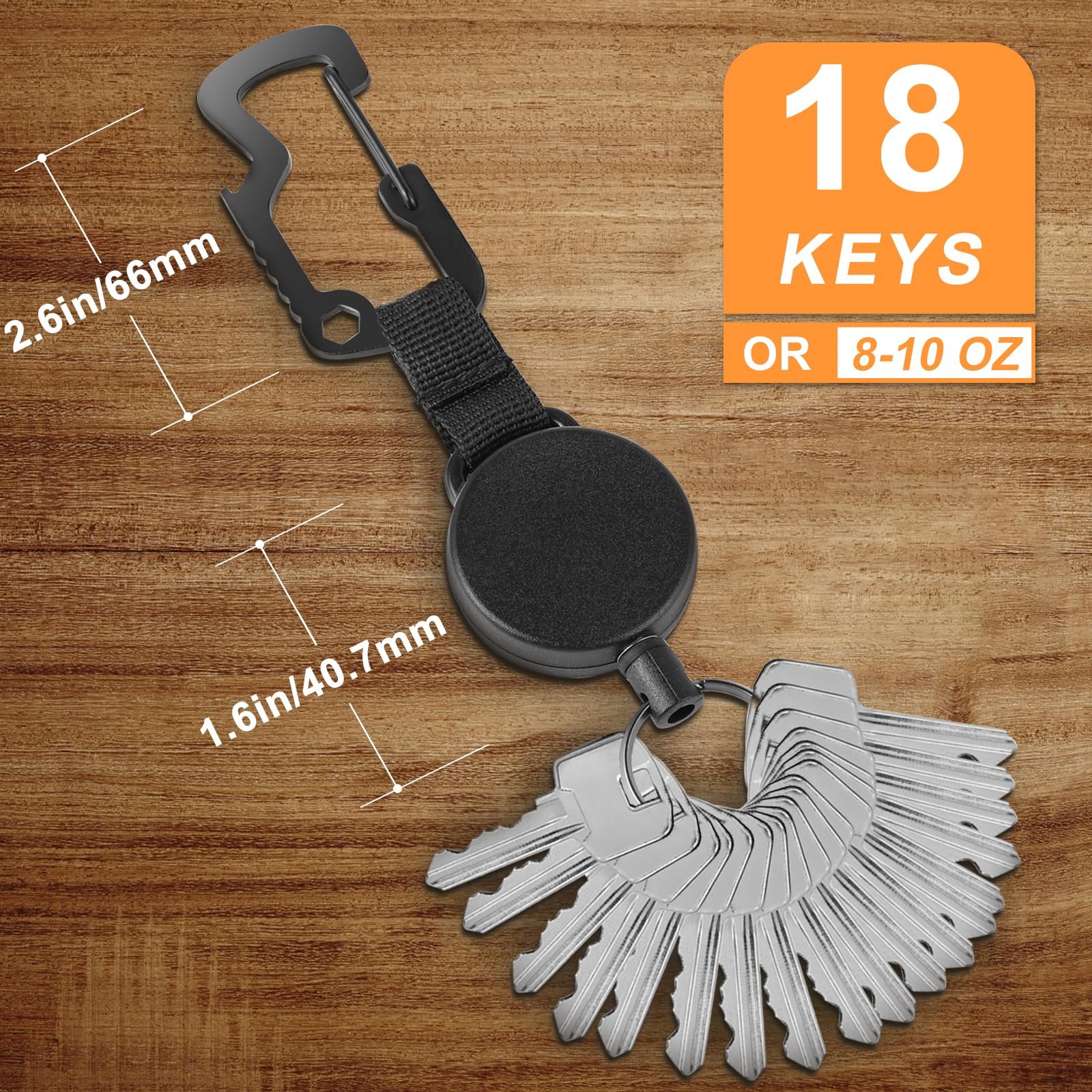 Heavy Duty Retractable Keychain with Magnetic Closure Tactical ID Badge Holder Reel Magnetic Carabiner Clip Badge Reel