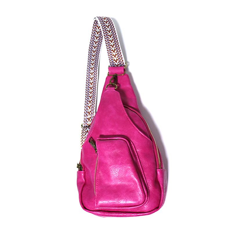 Wholesale 2024 Summer Fashion PU Leather Waist Belt Bag Guitar Strap Sling Crossbody Fanny Pack with Polyester Lining
