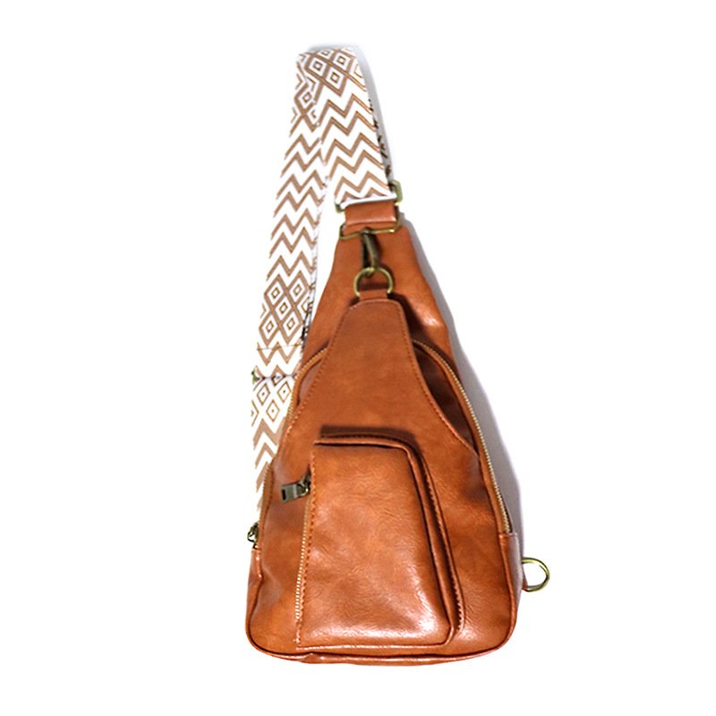 Wholesale 2024 Summer Fashion PU Leather Waist Belt Bag Guitar Strap Sling Crossbody Fanny Pack with Polyester Lining