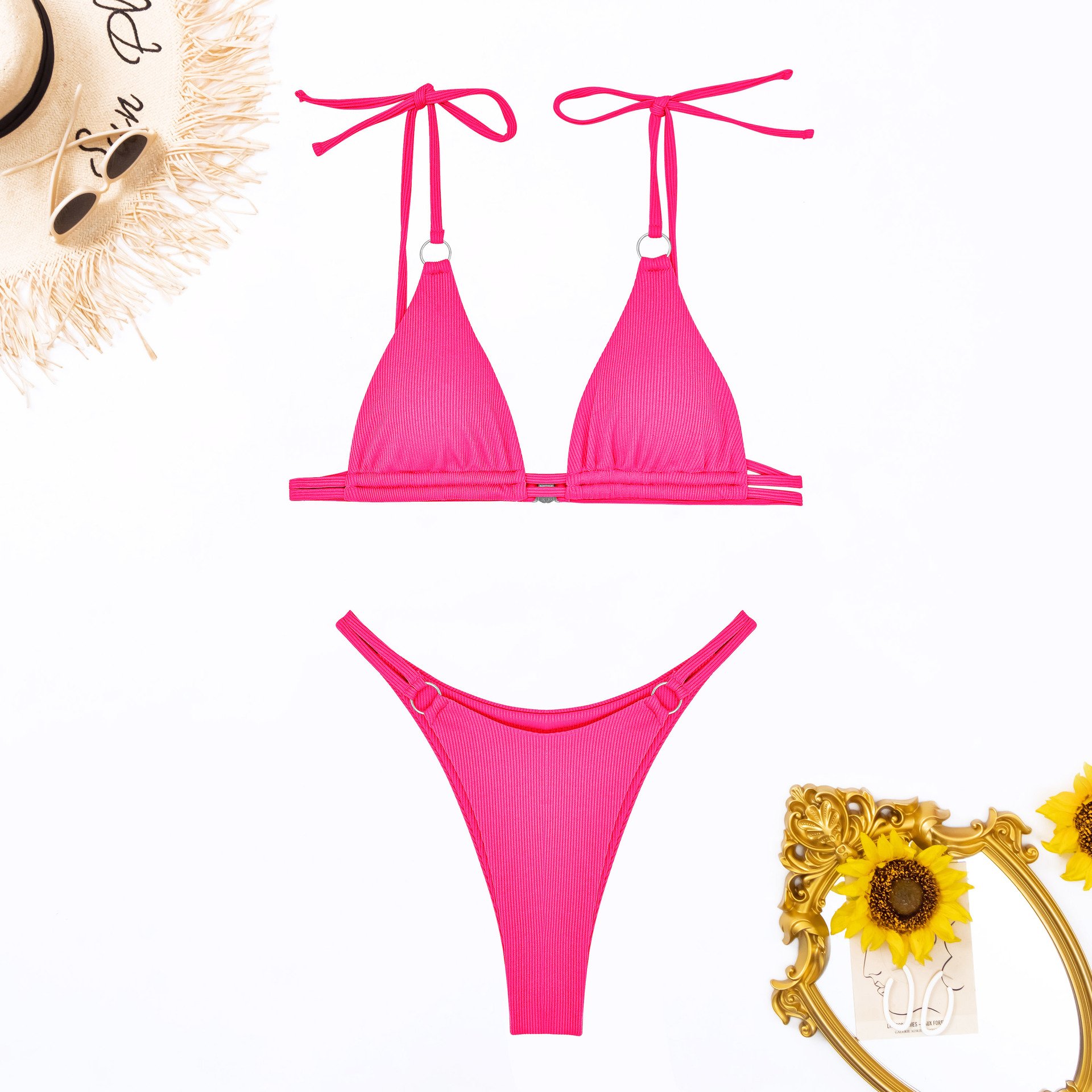 Sexy Bikini 2024 Solid Swimsuit Women Swimwear Push Up Bikini Set Brazilian Bathing Suit Summer Beachwear with steel brackets