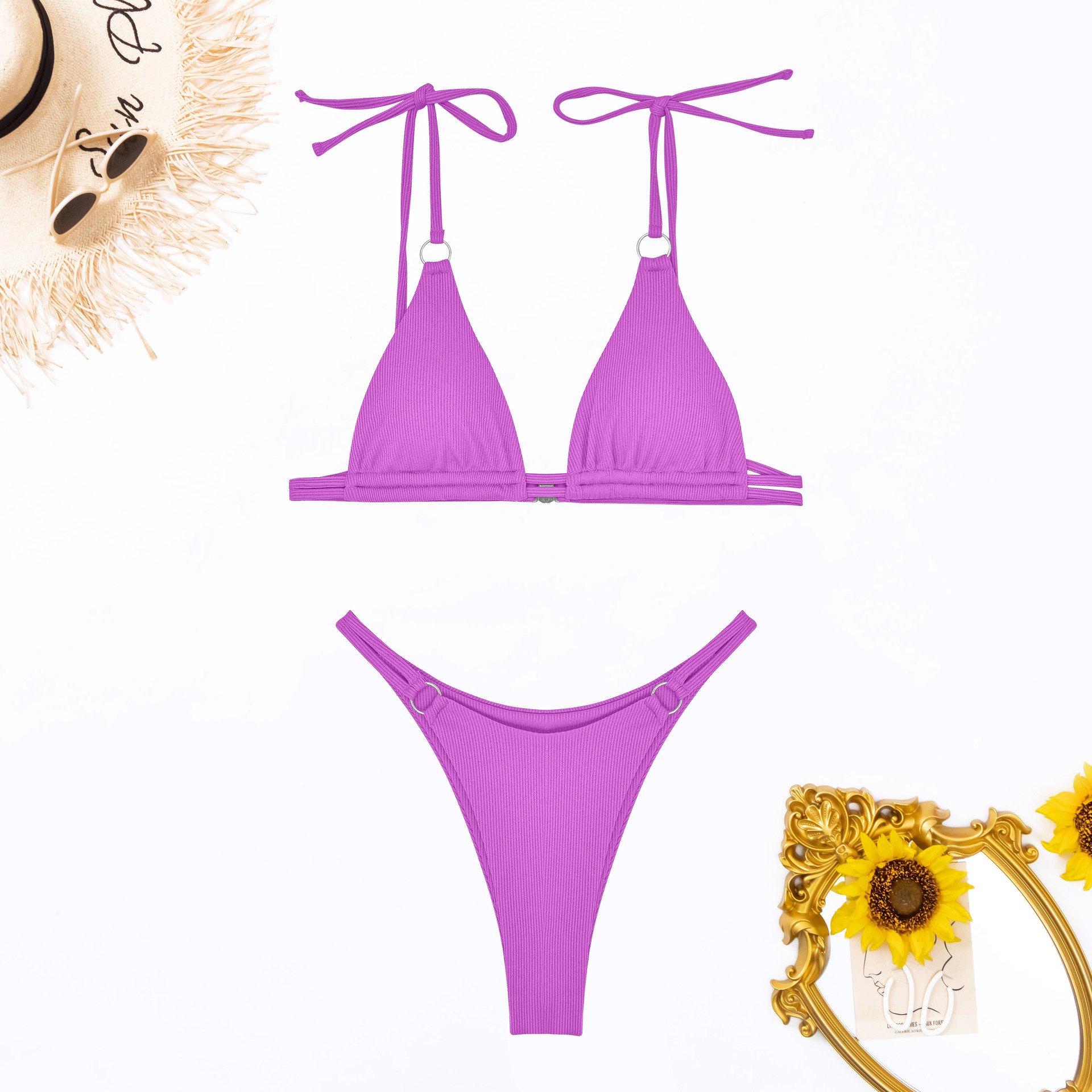 Sexy Bikini 2024 Solid Swimsuit Women Swimwear Push Up Bikini Set Brazilian Bathing Suit Summer Beachwear with steel brackets