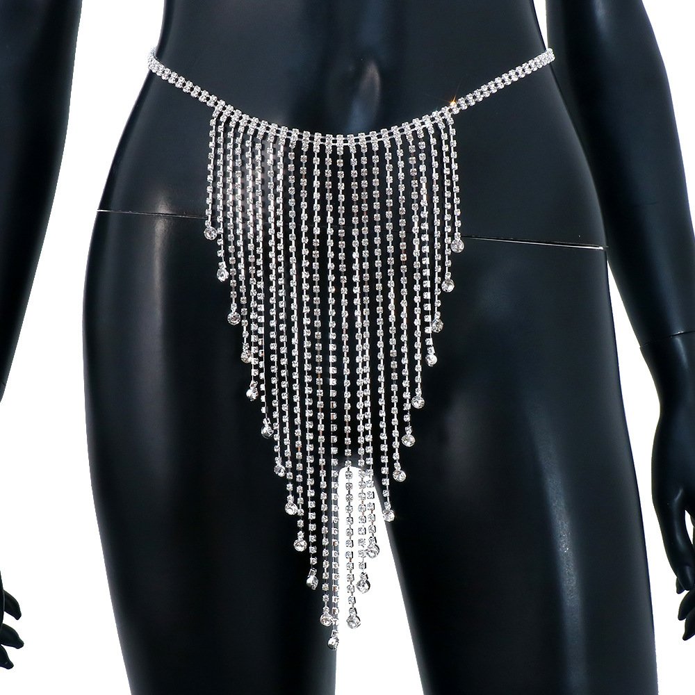 Wholesale Luxury Sparking Rhinestone Tassels Waist Chain Sexy Nightclub Party Waist Belly Chain Women Fashion Body Chain Jewelry