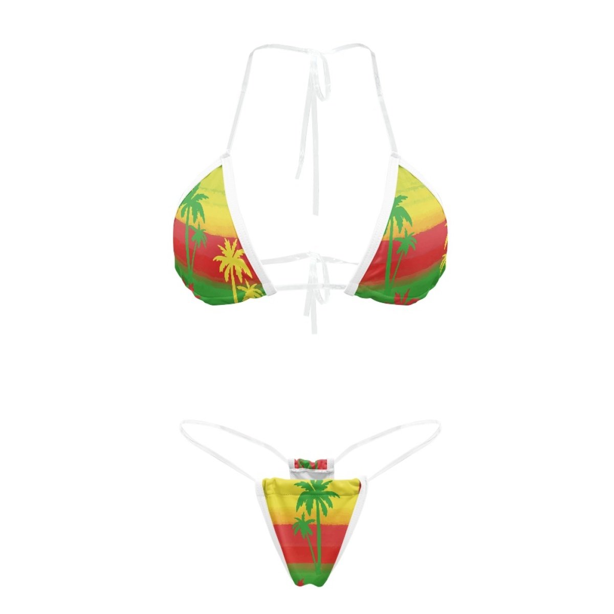 Hot Sex Custom Fashion And Elegant Lady Transparent String Bikini Polynesian Hawaii Tropical palm Women's Bikini Sexy Beachwear