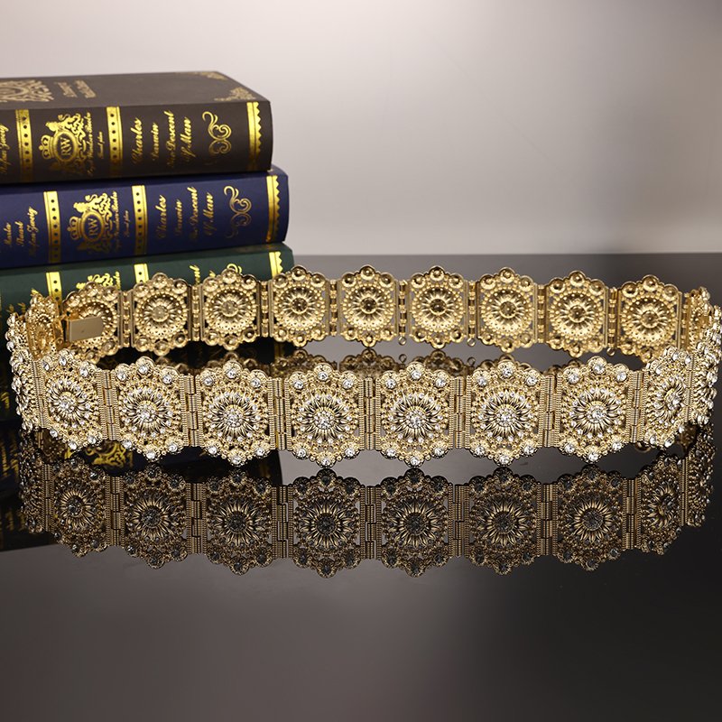 Classic Full of Crystal Rhinestone Metal Belt For Women's Wedding Dress Embellished With Jewelry Belly Chain