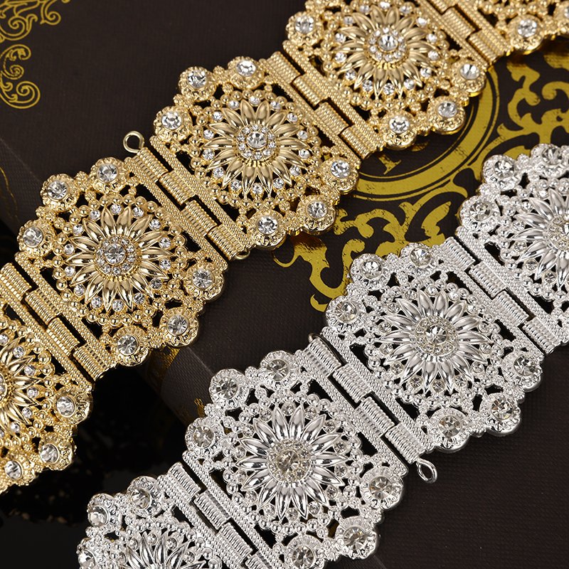 Classic Full of Crystal Rhinestone Metal Belt For Women's Wedding Dress Embellished With Jewelry Belly Chain