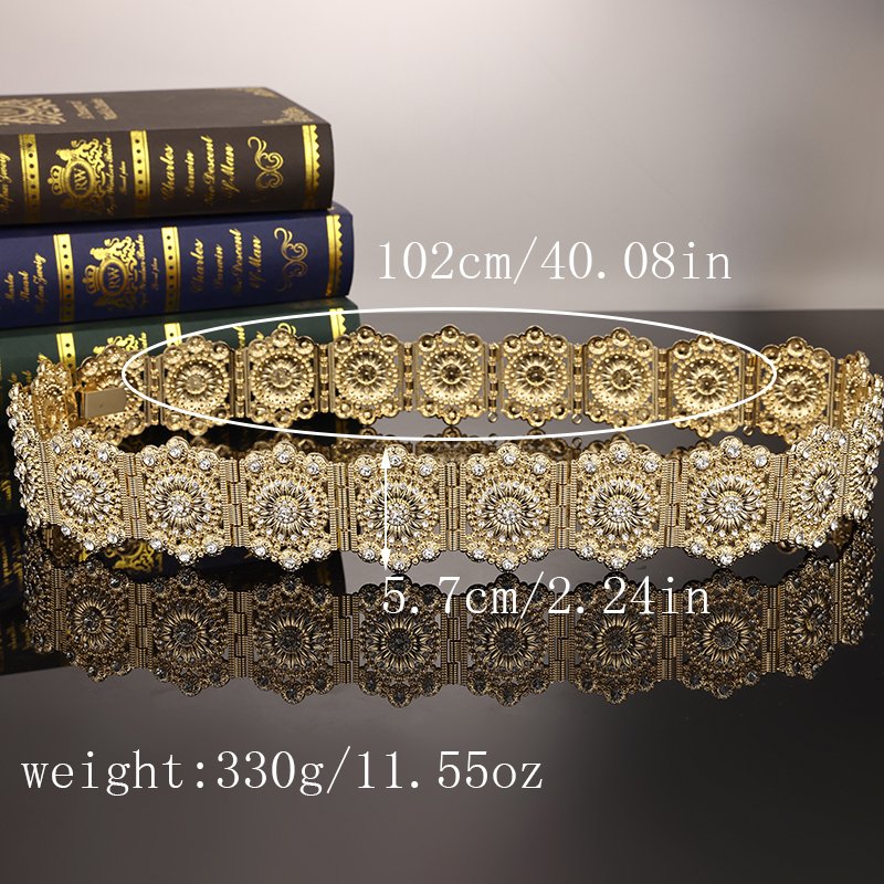 Classic Full of Crystal Rhinestone Metal Belt For Women's Wedding Dress Embellished With Jewelry Belly Chain