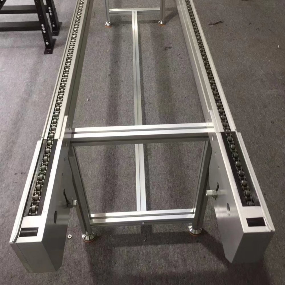 stainless steel adjustable speed chain conveyor for conveying pallets
