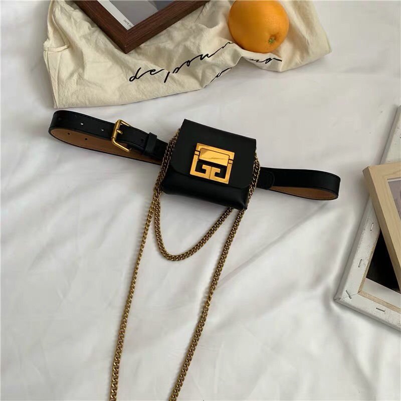 Logo Wholesale Price Designer Luxury Brand Lattice Wallet Purse Lipstick Bag Elegant Mini Handbag Waist Chain Belt