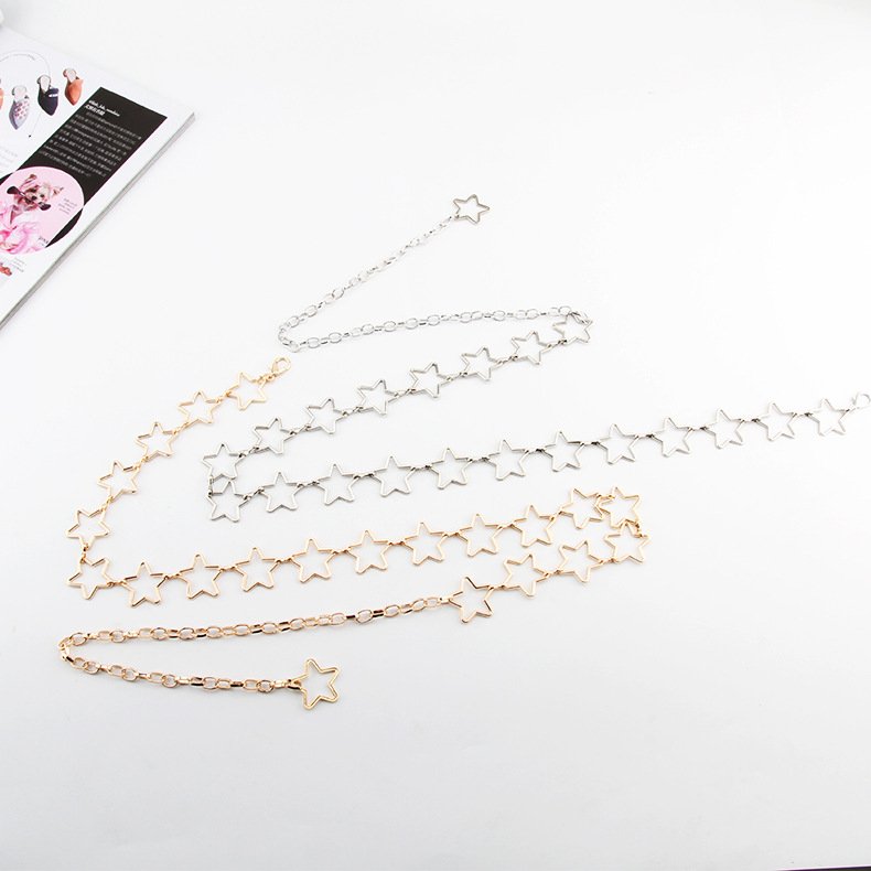 Personalized Women Sexy Simple Fashion Sexy Waistcoat Line Golden Chain Star Pentagram Tassel Body Chain