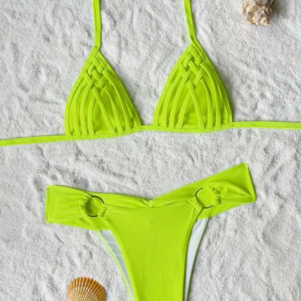 YY6152 New Bikini weekly Set 2024 Custom Logo High Waist Sunscreen Quick Dry braid Women Swimsuit Set