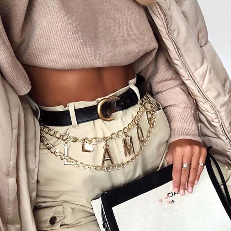 Fashion Trendy Statement Sexy Gold Belly Waist Chain Body Jewelry for Women