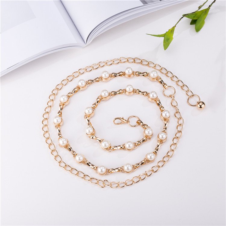 Lady Oval Turquoise Stone Concho Retro Metal Belt Body Chain Jewelry Waist Belts for women
