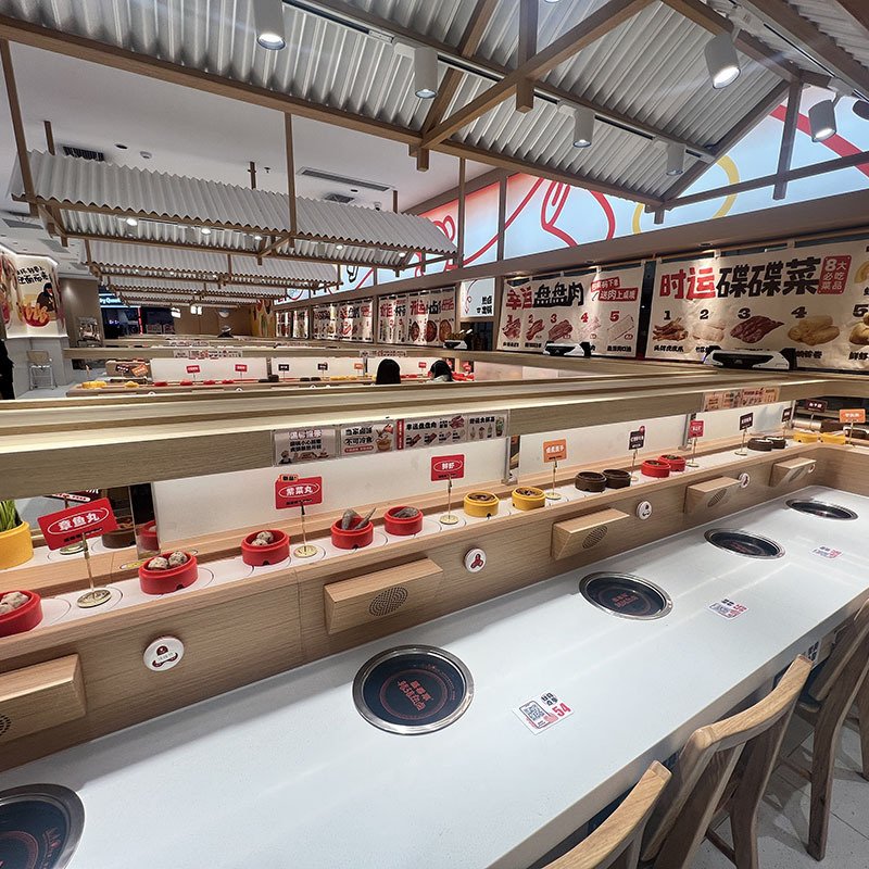 Factory Directly Sushi Conveyor System/ sushi belt conveyor/classic kaiten sushi conveyor 360 Degree Conveyor With High Quality
