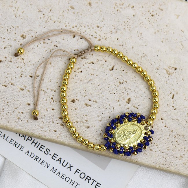 18K gold plated Bohemia Vintage Religious Color Tiny Bead Handmade accessories women Brass bracelets