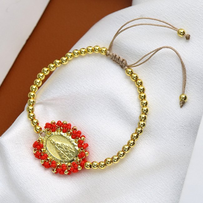 18K gold plated Bohemia Vintage Religious Color Tiny Bead Handmade accessories women Brass bracelets