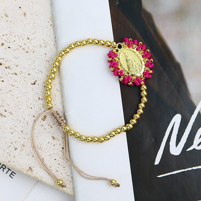 18K gold plated Bohemia Vintage Religious Color Tiny Bead Handmade accessories women Brass bracelets