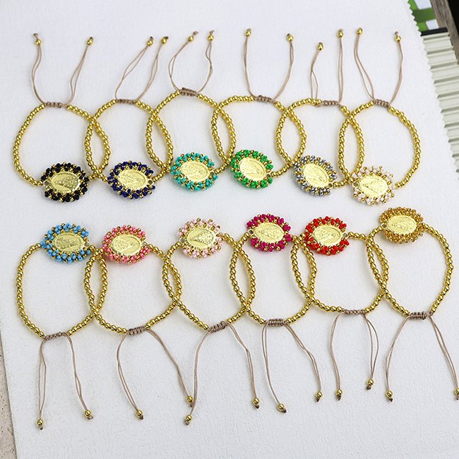 18K gold plated Bohemia Vintage Religious Color Tiny Bead Handmade accessories women Brass bracelets