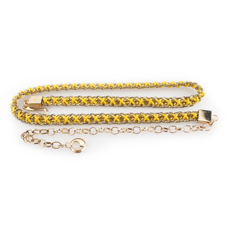 Gold Plated Female Metal Waist Chain Dress Belts for Women, Belly Belt Body Chain for Ladies