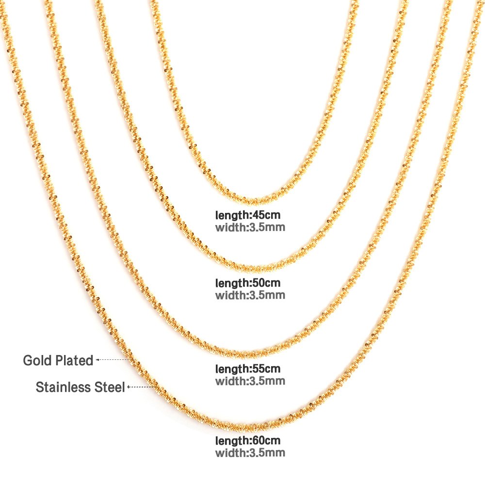 length 45cm-60cm Width 2.2mm Chain Saws Stainless Steel Gold Plated Fashion Jewelry Body Chain