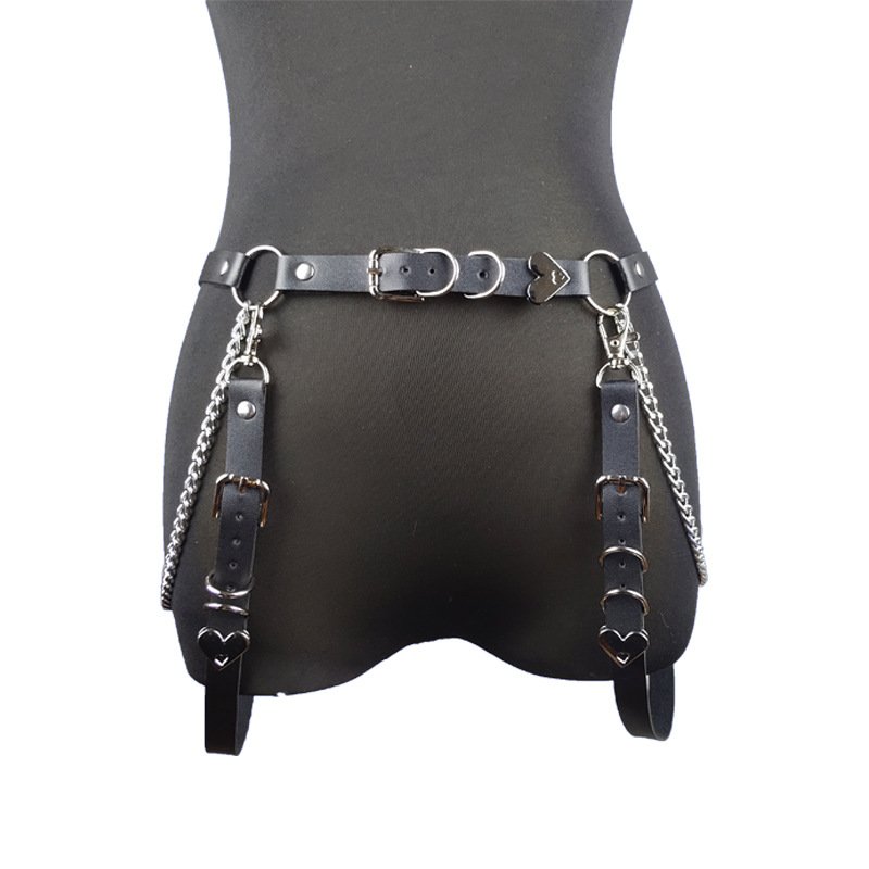 Wholesale Hot Selling Nightclub JK Girls Punk Peach Heart Waist Chain Belt With Leg Rings