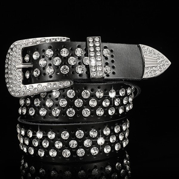 Fro women and man Rhinestone encrusted bullet skull decorative buckle belt hip hop punk belt