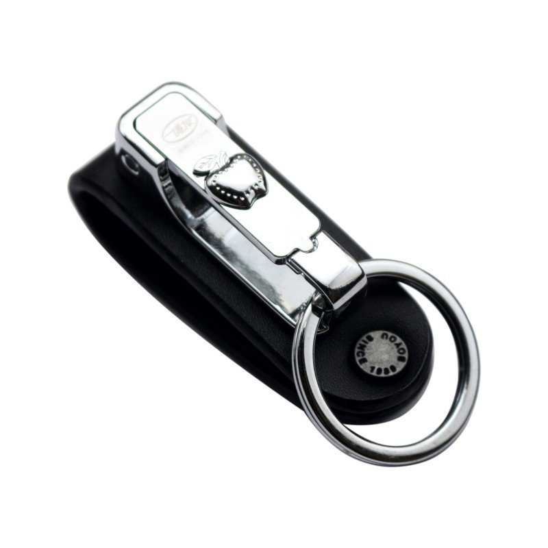 Leather Stainless Steel Keychain Detachable Key Ring Holder Clip Keychain Business Belt Accessories Car Key Ring