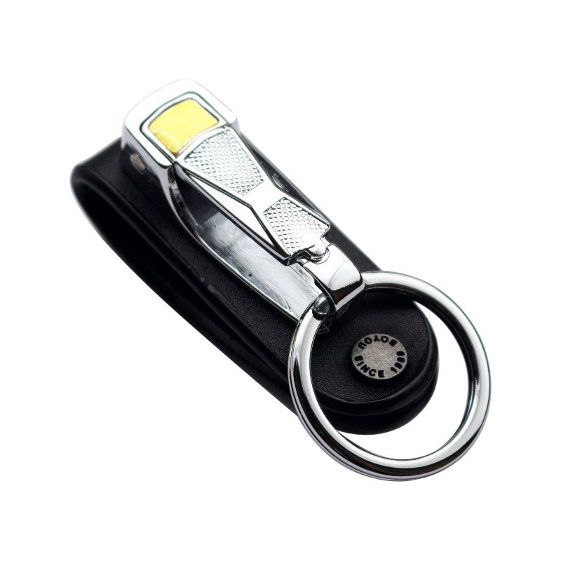 Leather Stainless Steel Keychain Detachable Key Ring Holder Clip Keychain Business Belt Accessories Car Key Ring