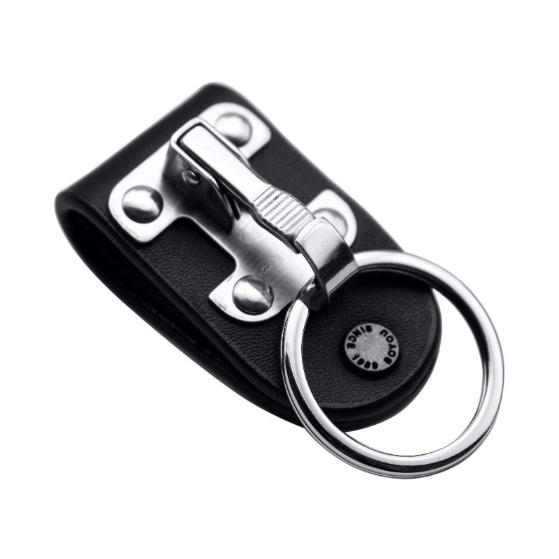 Leather Stainless Steel Keychain Detachable Key Ring Holder Clip Keychain Business Belt Accessories Car Key Ring