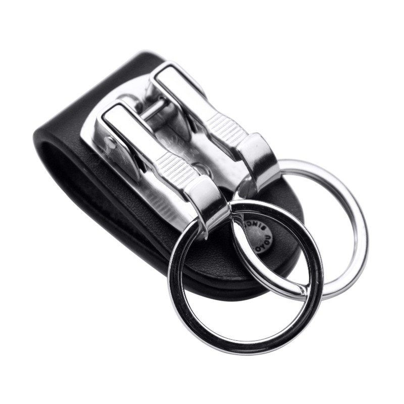 Leather Stainless Steel Keychain Detachable Key Ring Holder Clip Keychain Business Belt Accessories Car Key Ring
