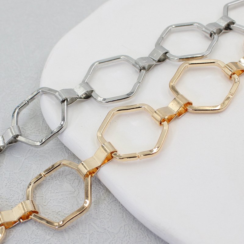 Metallic Hexagonal Belt Ladies Shirt Dress Decorative Waist Chain Fashion Go Go Suit Jacket Sweater Belt