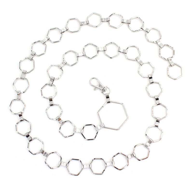 Metallic Hexagonal Belt Ladies Shirt Dress Decorative Waist Chain Fashion Go Go Suit Jacket Sweater Belt