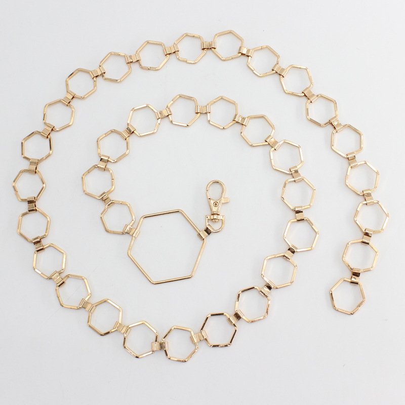 Metallic Hexagonal Belt Ladies Shirt Dress Decorative Waist Chain Fashion Go Go Suit Jacket Sweater Belt
