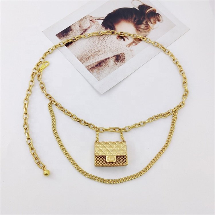 Luxury Chain Belt For Women Mini Waist Gold Metal Bag Hollowed Out Bag Waistband Tassel Body Jewelry Accessories