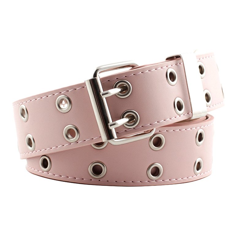 WDD386 Ladies New Punk Style Double Exhaust Eye PU Belt Women Fashion Jeans Chains PU Belts Female Casual Wide Waist Belts